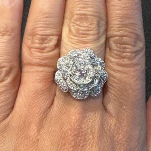 Beautiful 3D Flower Diamonique Ring